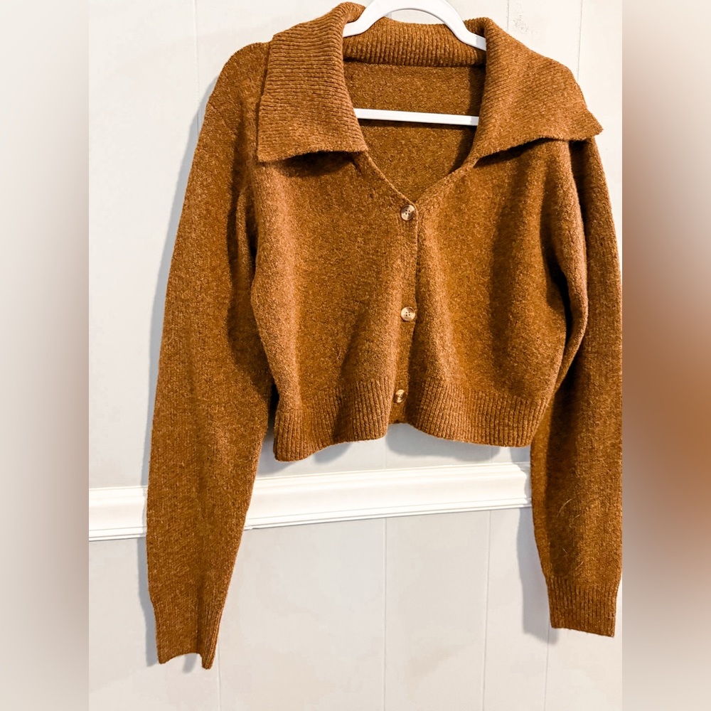 Commense Brown Cropped Cardigan - Picture 4 of 7